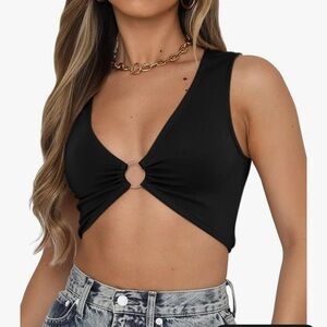 Black Ring Detail Crop Top